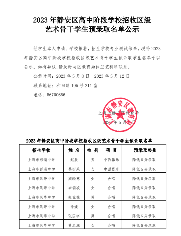 18 2023年靜安區(qū)高中階段學(xué)校招收區(qū)級(jí)藝術(shù)骨干學(xué)生預(yù)錄取名單公示.png